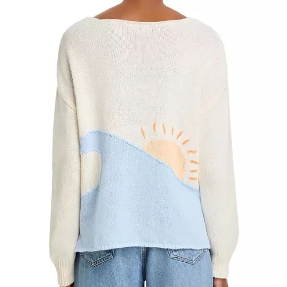 Vintage Havana beach sweater oversized slouchy embroidered waves sunset - Picture 3 of 11